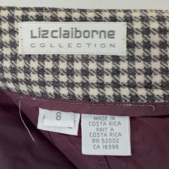 Liz Claiborne Grey & White Check Tweed Wool Vintage Career Skirt - Picture 2 of 9